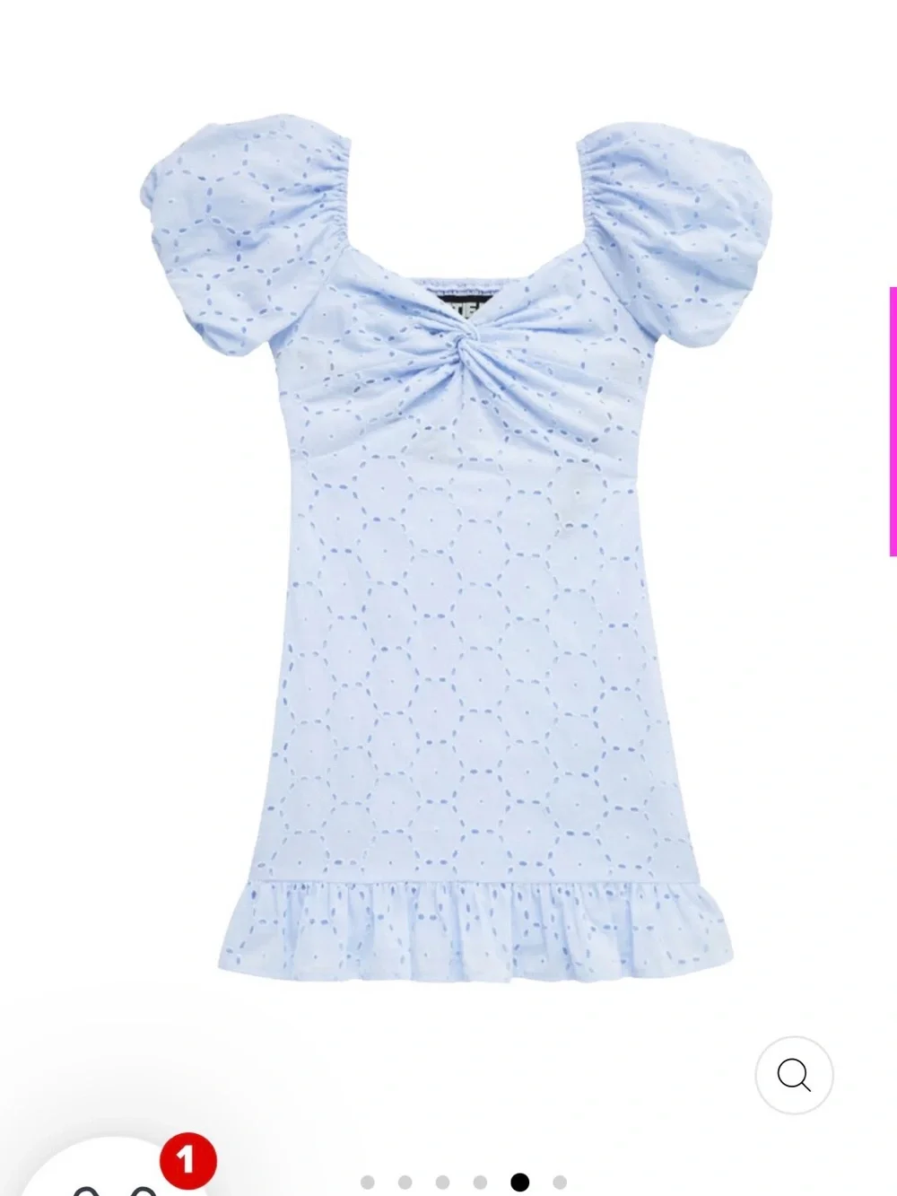 Katie J NYC Phoebe pale Blue Eyelet Puff Sleeve Dress fits like a 6 Small tween
